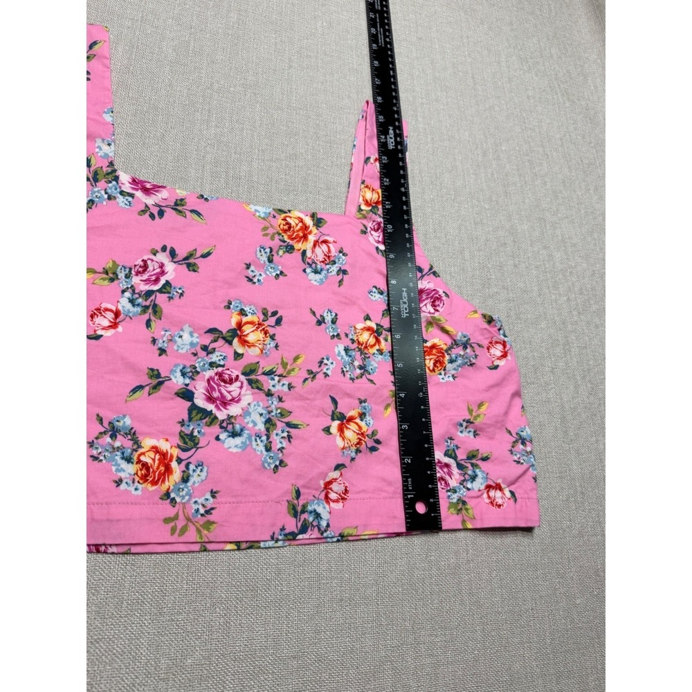 Buddy Love Cookie Set Pink Floral Crop Top Square Neck Tank Womens Medium - Picture 4 of 5